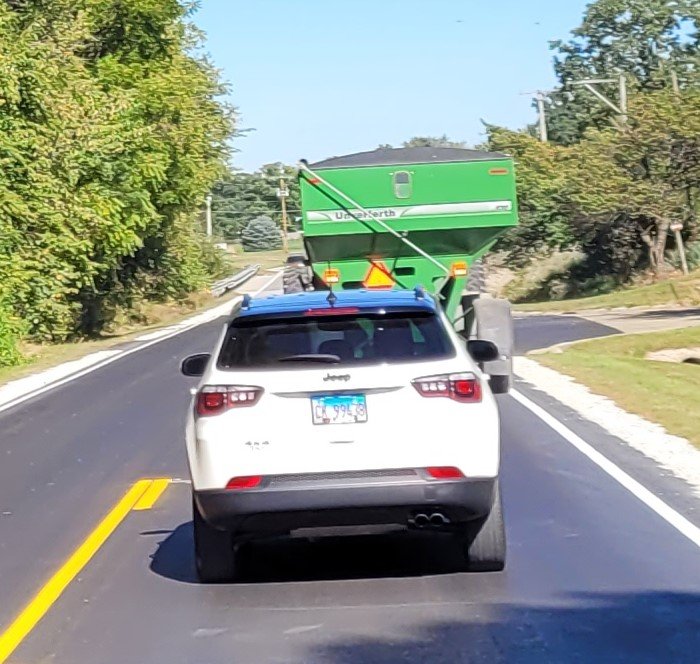 A common scenario during the fall harvest in rural Illinois.