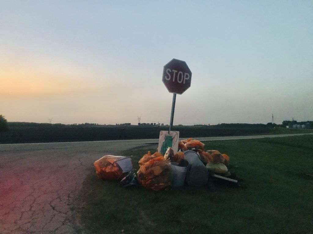 Litter cleaned up along Route 78 by Prophetstown.