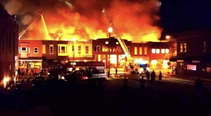 The devastating fire in downtown Prophetstown on July 15, 2013.