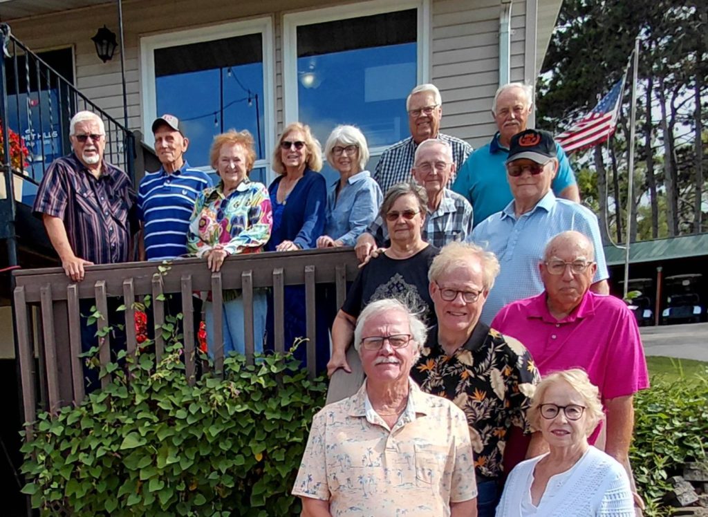 Pictured from top to bottom and left to right: Roger Francis, Steve Conner, Virginia Hudders Mickley, Marsha Swanson Bundt, Pat Parker Pierceson, Kraig Pierceson, Neil Swanson, Dennis Doering, Kathleen Dorathy Gerveler, Larry Vos, Neil Fotzler, Larry Verhulst, Al Frain, and Peggy Waldbusser Moews.