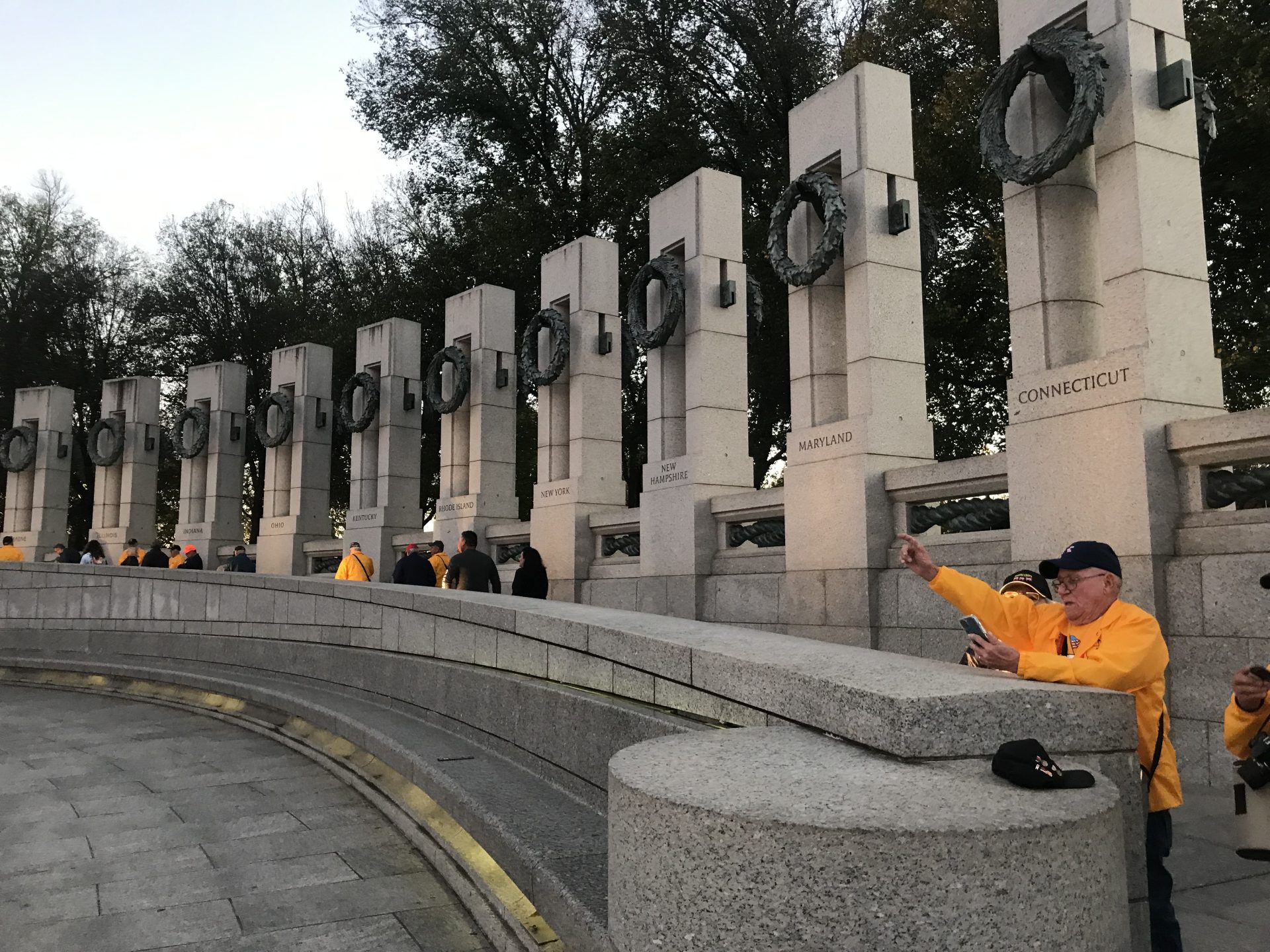 Whiteside County Veterans at the World War II Memorial for their Honor Flight in 2022. Photo by Sarah Ford.