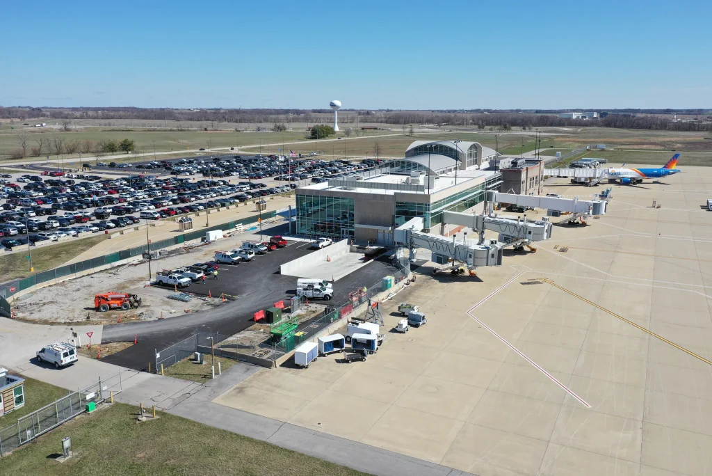 New Boarding bridges serving the terminal expansion at MidAmerica St. Louis Airport, which was named ​Primary Airport of the Year.