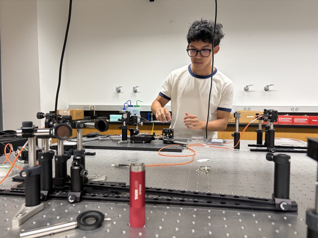 Transfer student Cholo Ferrolino in the lab.